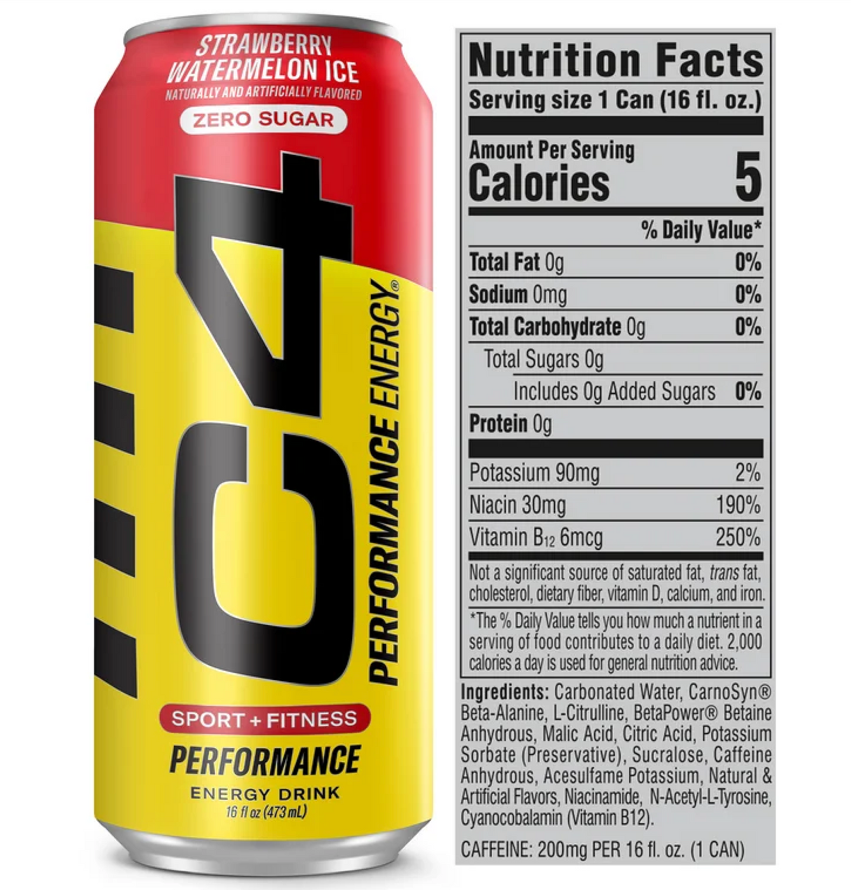 Cellucor C4 Energy Carbonatada 16Oz 1Pz Straw Watermelon