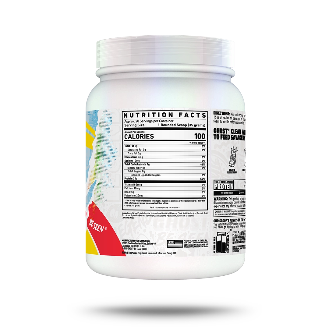 Ghost Whey Clear Aislado 20 Porciones Sour Strips Rainbow