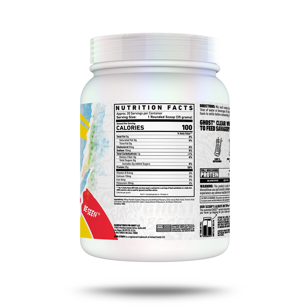 Ghost Whey Clear Aislado 20 Porciones Sour Strips Rainbow