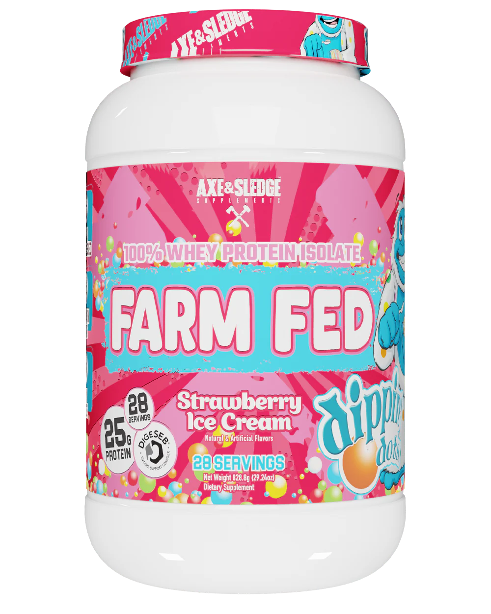 A S Whey Farm Fed Aislado 28 Porciones 828 8 Grs Strawberry Ice Cream Dippin Dots