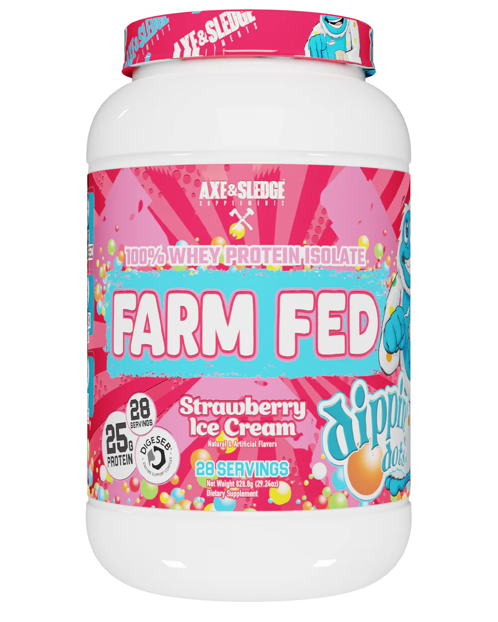 A S Whey Farm Fed Aislado 28 Porciones 828 8 Grs Strawberry Ice Cream Dippin Dots