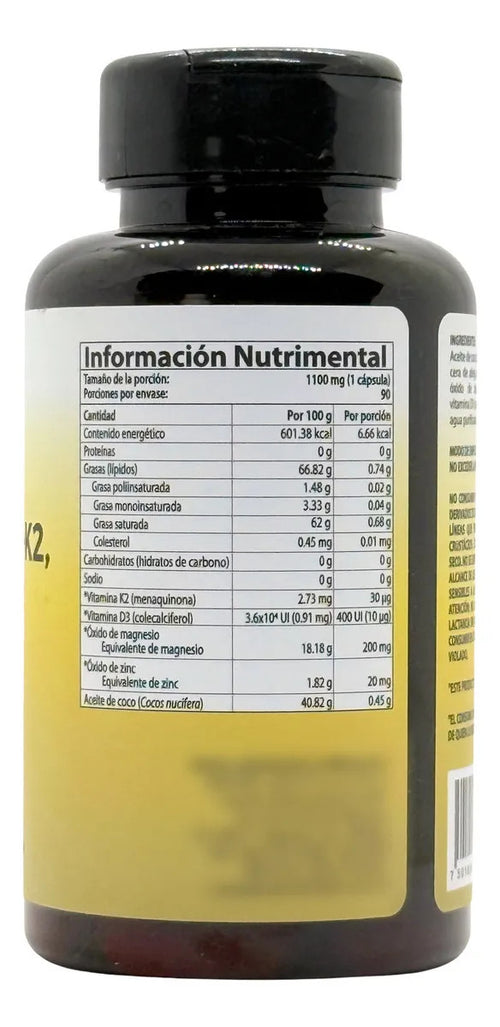 All Nature Vitamina D3 K2 1100 mg 90 Cápsulas
