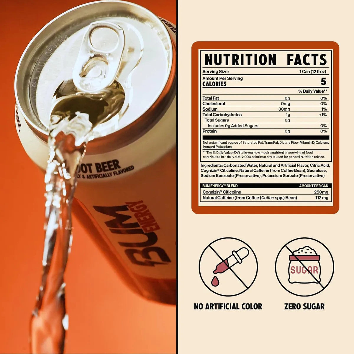 Raw Cbum Energy Drink 12 Onzas 12 Root Beer
