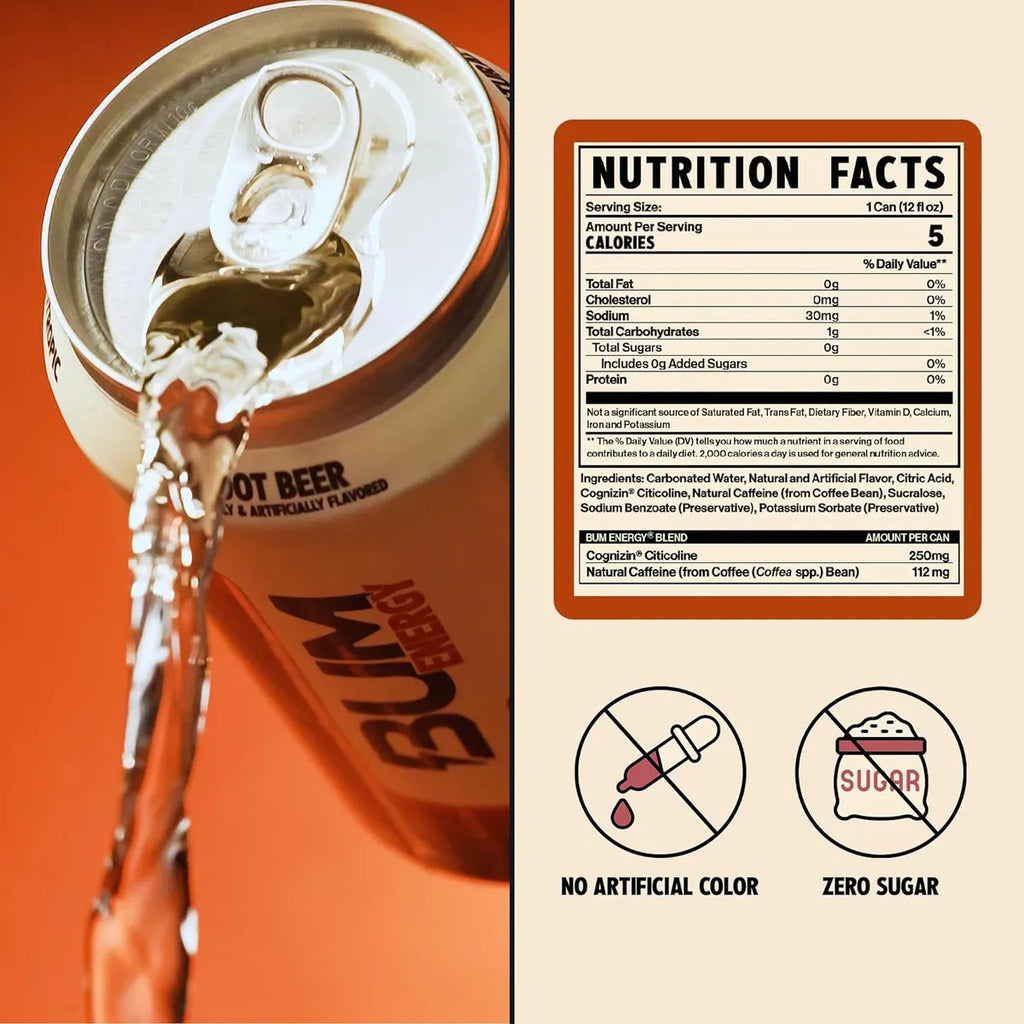 Raw Cbum Energy Drink 12 Onzas 12 Root Beer