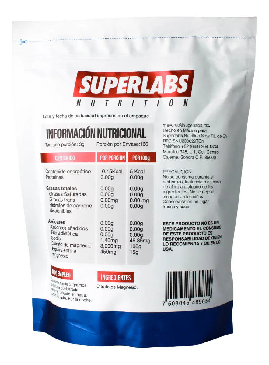 Superlabs Citrato de Magnesio 500 Grs