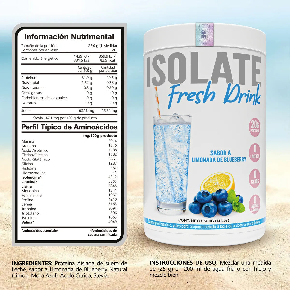 Bhp Aislado Fresh Drink 1 Libras Limonada de Blueberry