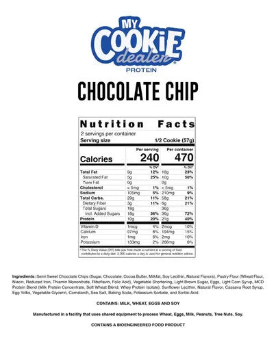 Raw My Cookie Dealer 113 g 12 Paquete Chocolate Chip