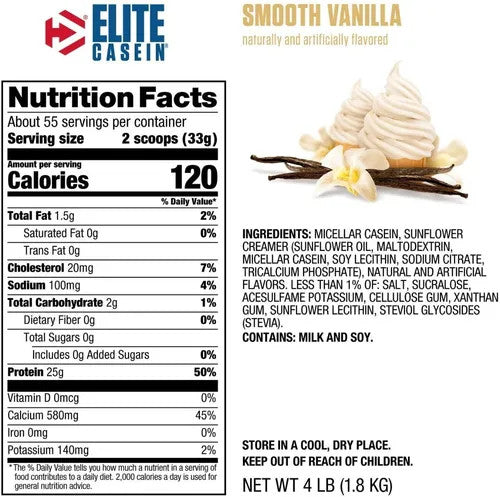 Dymatize Elite Casein 4 Libras Vainilla