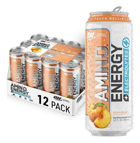 Optimum Nutrition Amino Energy 355 ml 12 Paquete Peach Bellini Electrolitos