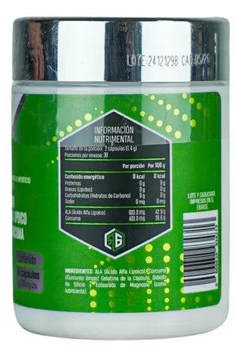 Red Gold Acido Alfa Lipoico y Curcuma 700Mg 60 Cápsulas