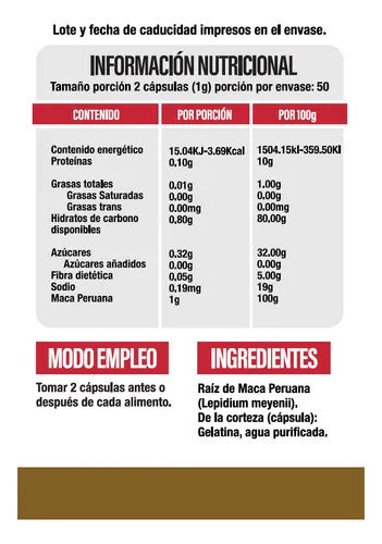 Superlabs Maca Peruana 500Mg 100 Capsulas
