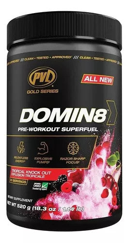 Pure Vita Labs Domin8 Pre - Entreno 20 Porciones Tropical Knock Out