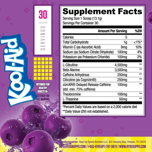 Ryse Loaded Pre - Entreno 30 Porciones Kool Aid Grape