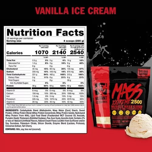 Mutant Mass Xxxtreme 2500 6 Libras Vainilla Ice Cream
