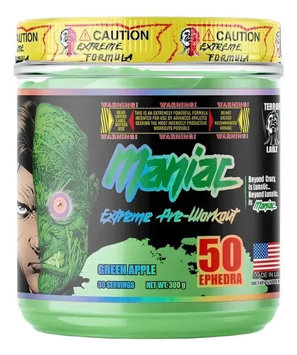 Terror Labz Maniac Pre - Entreno 30 Porciones Green Apple