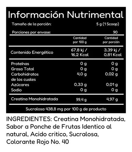 Bhp Creatina Monohidratada 450 Grs Ponche