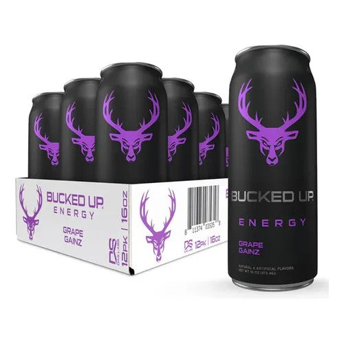 Bucked Up Energy Drinks 16Oz 12Pk Grape Gainz