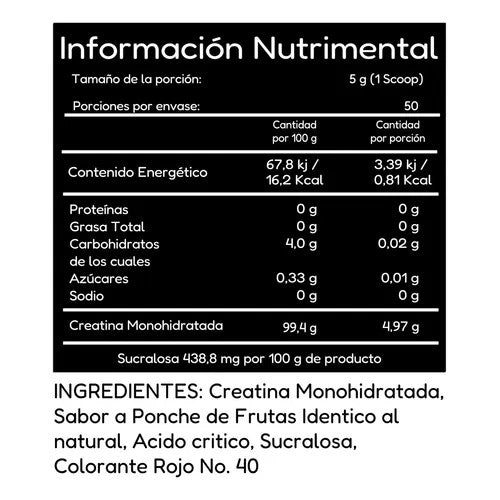Bhp Creatina Monohidratada 250 Grs Ponche