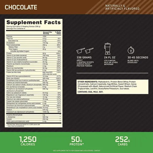 Optimum Nutrition Serious Mass 6 Libras Chocolate