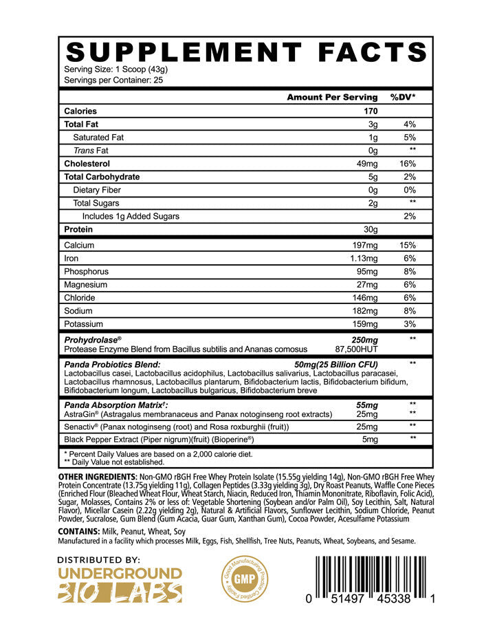 Panda Fuel Premium Protein 2 Libras Ice Cream Sundae Cone