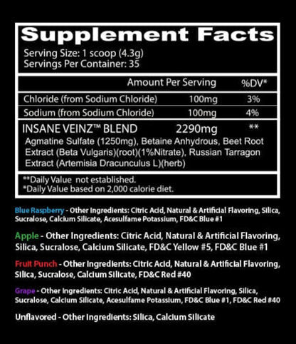 Insane Labz Insane Veinz 35 Porciones Lemonade Summer Series