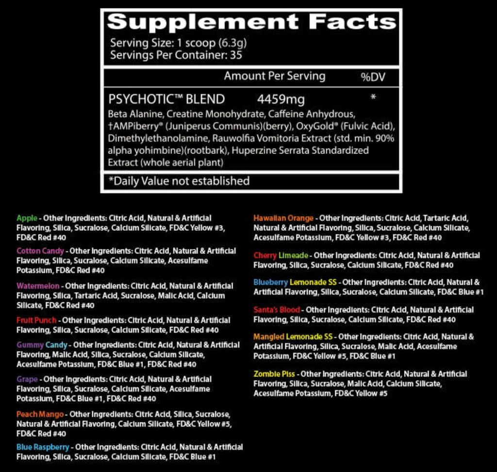Insane Labz Psychotic Black 35 Porciones Citrus Grapefruit