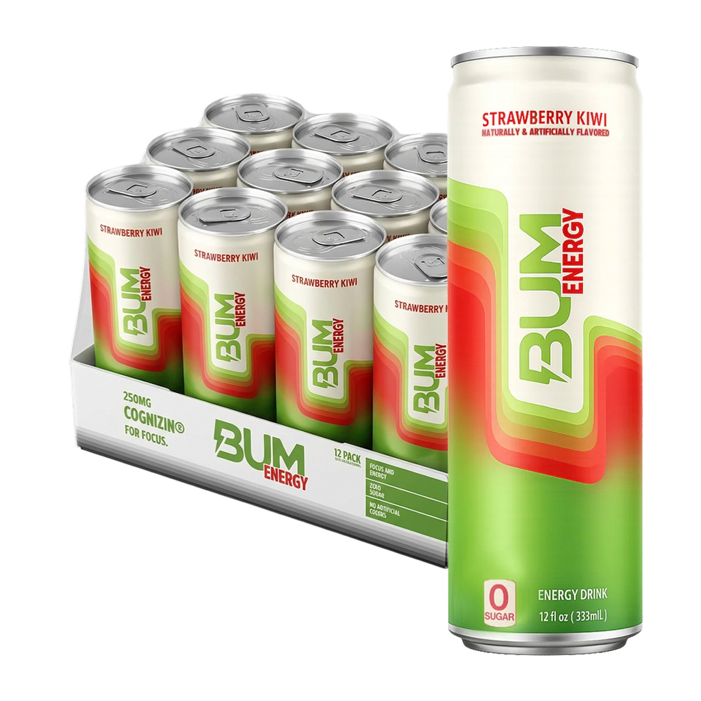 Raw Bum Energy Drink 12 Onzas 12 Paquete Strawberry Kiwi