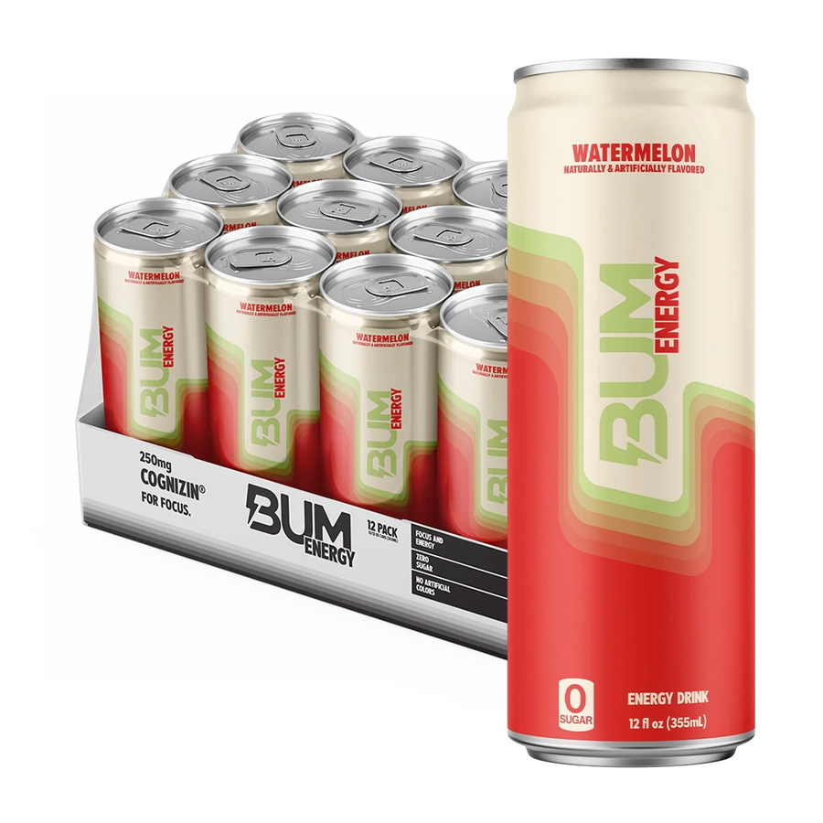 Raw Bum Energy Drink 12 Onzas 12 Paquete Watermelon