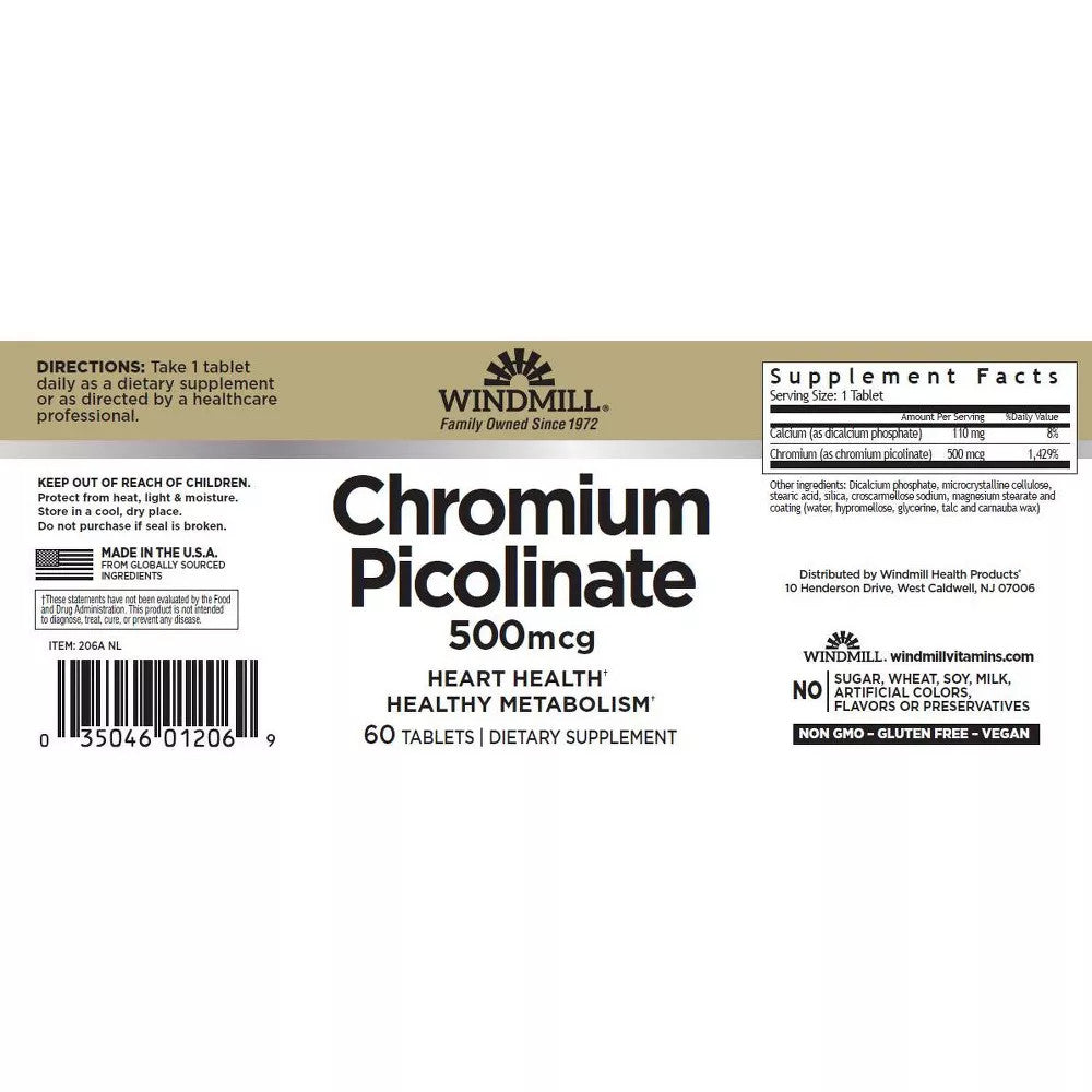 Whp Chromium Picolinate 500Mg 60Ct