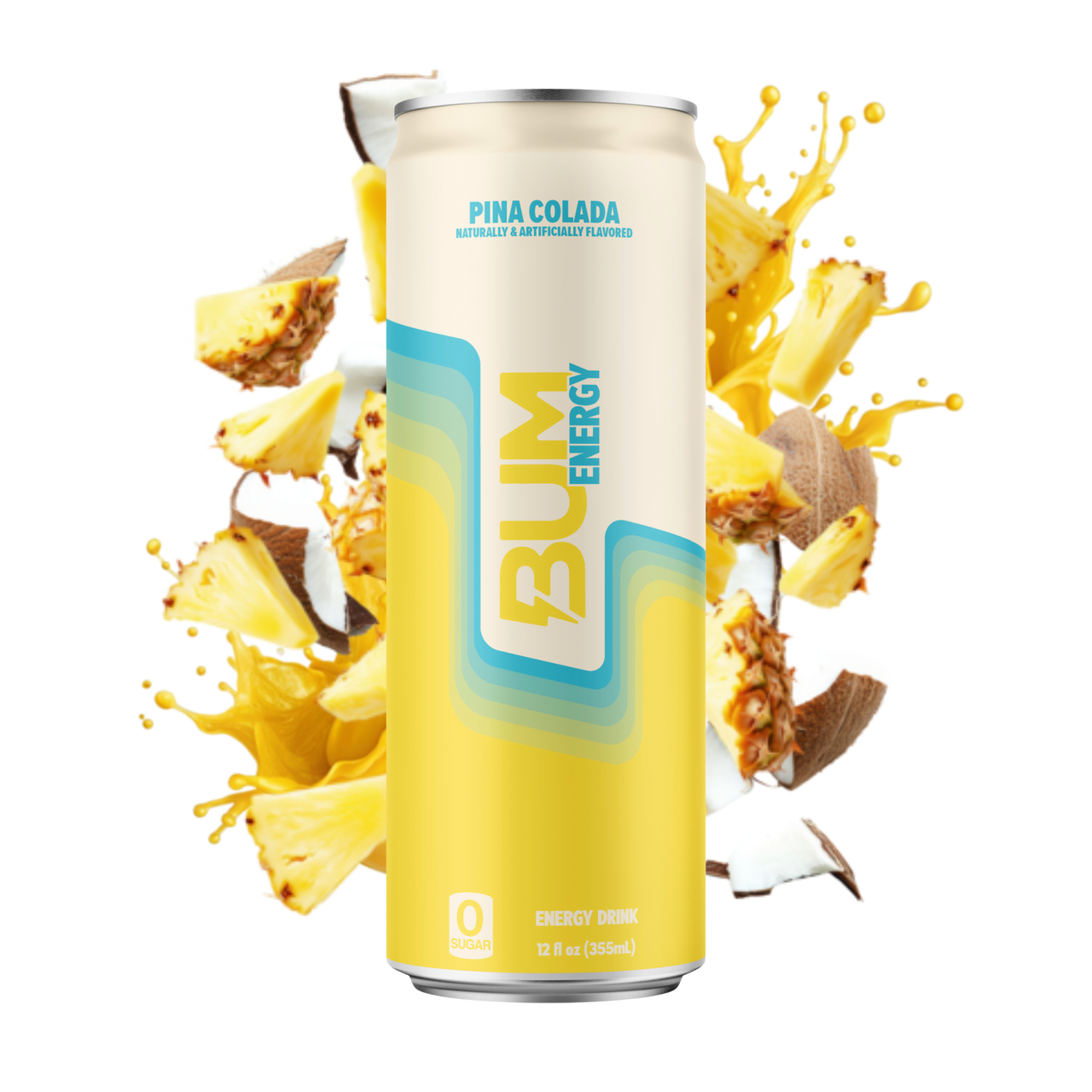Raw Bum Energy Drink 12 Onzas 12 Paquete Pi a Colada