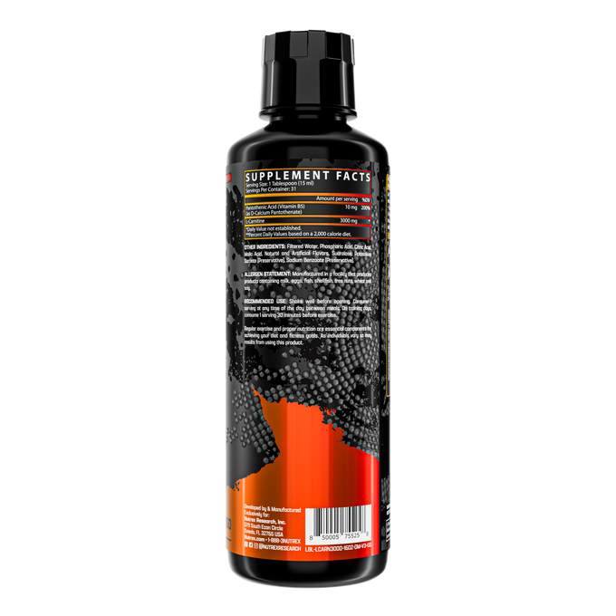Nutrex Research Liquid L Carnitine 3000 16 Onzas Orange Mango