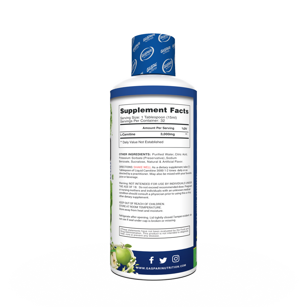 Gaspari Nutrition L Carnitine Liquid 3000 16 Onzas Green Apple
