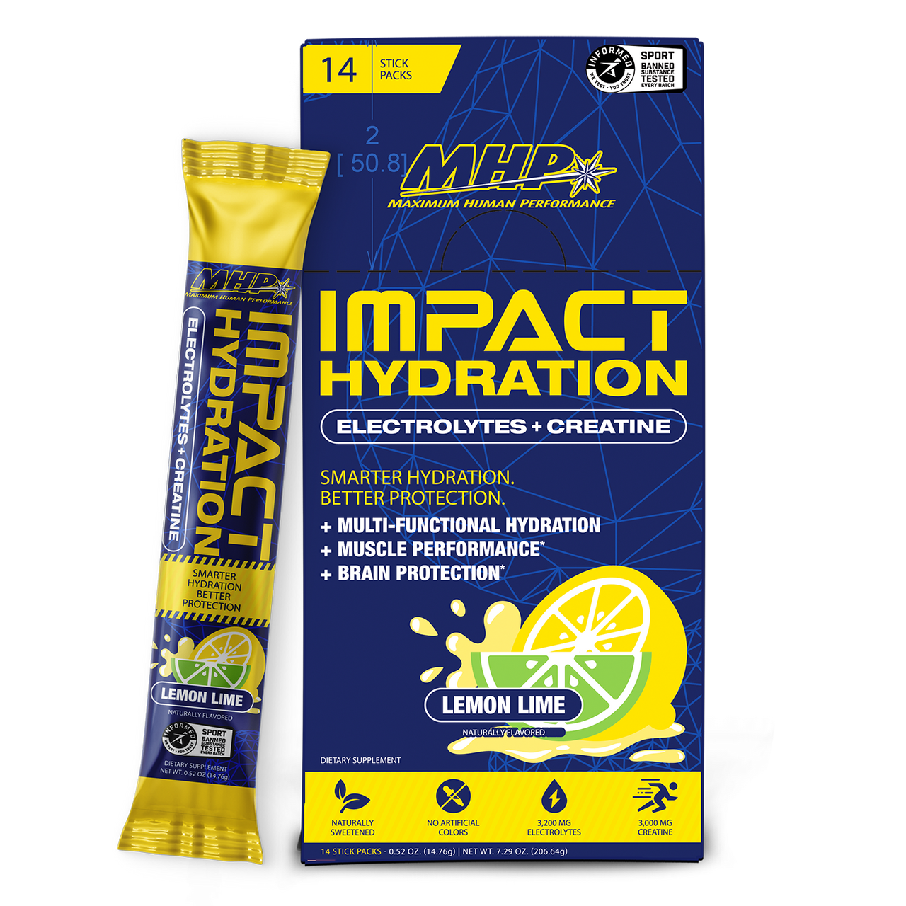 Mhp Impact Hydration 14 Sticks Lemon Lime