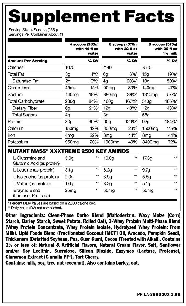 Mutant Mass Xxxtreme 2500 2 Libras Triple Chocolate