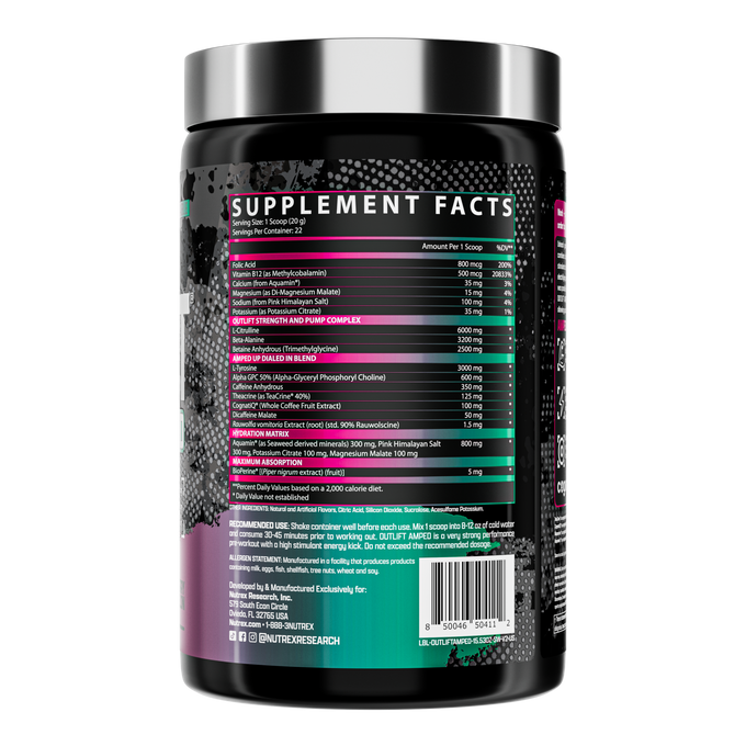 Nutrex Research Outlift Amped 22 Porciones Strawberry Watermelon 1 Paq
