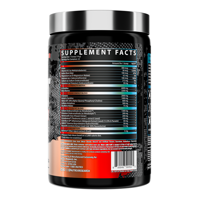 Nutrex Research Outlift Burn 22 Porciones Red White Merica 1 Paq