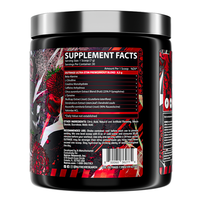 Nutrex Research Outrage Ultra Estimulante Pre - Entreno 30 Porciones Fruit Punch
