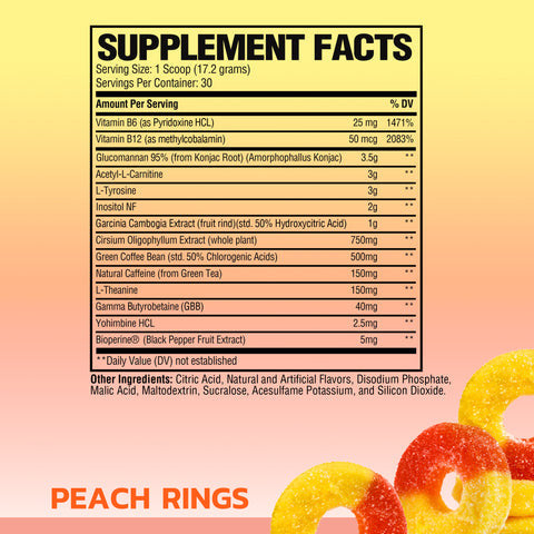 Raw Burn 30 Porciones Peach Rings