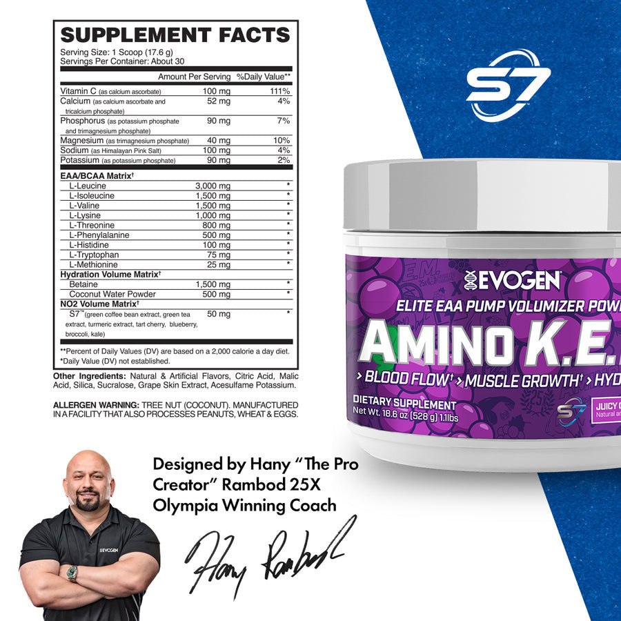 Evogen Amino K E M EAA 30 Porciones Juicy Grape