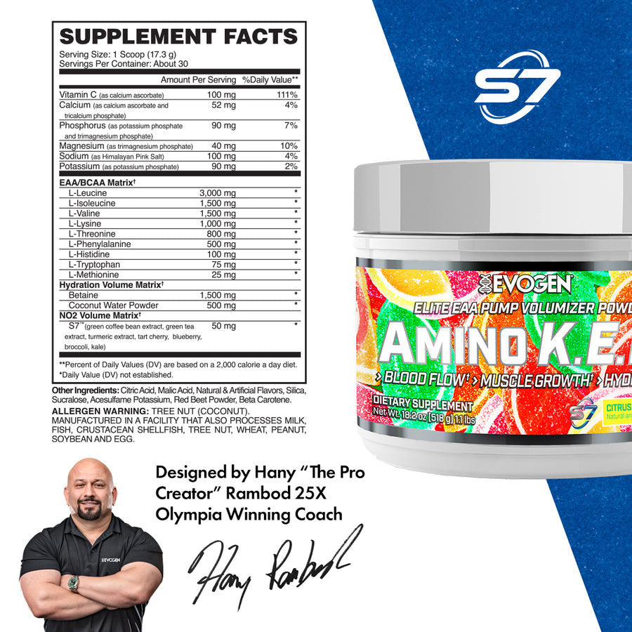 Evogen Amino K E M EAA 30 Porciones Citrus Candy