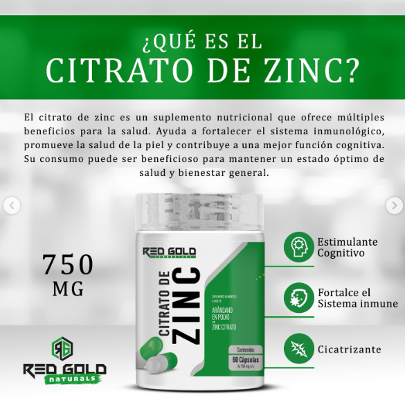 Red Gold Citrato de Zinc 60 Cápsulas