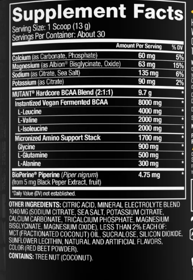 Mutant Hardcore BCAA 30 Porciones Mango