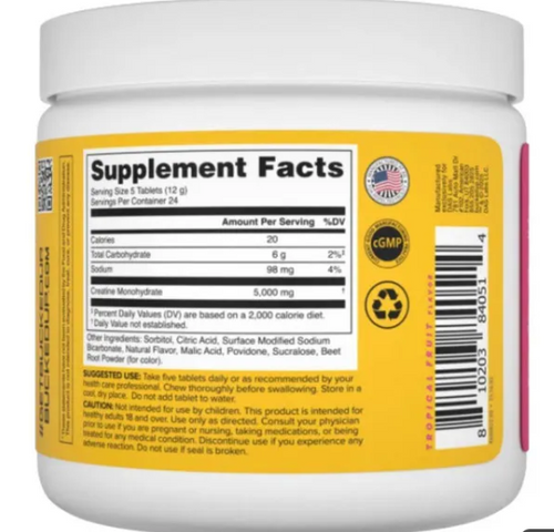 Bucked Up Creatine Candy 120 Chewable Tabletas