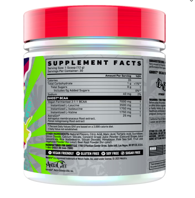 Ghost BCAA 30 Porciones Sour Welchs Grape Cran Sabor