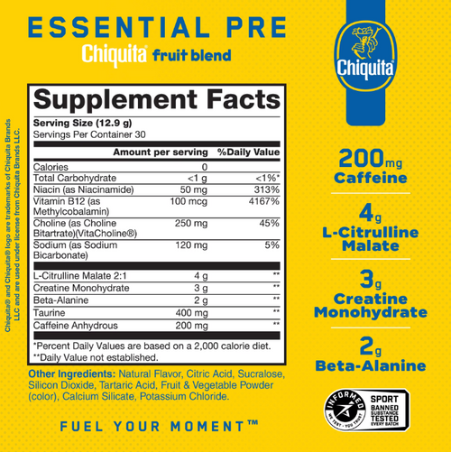 An Applied Nutrition Abe Essentials Pre 30 Porciones Chiquita Fruit Blend