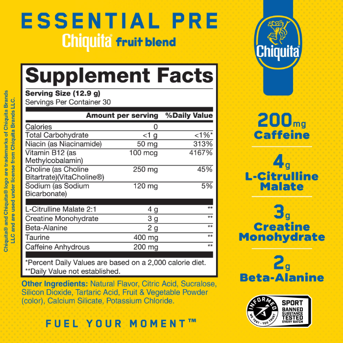 An Applied Nutrition Abe Essentials Pre 30 Porciones Chiquita Fruit Blend