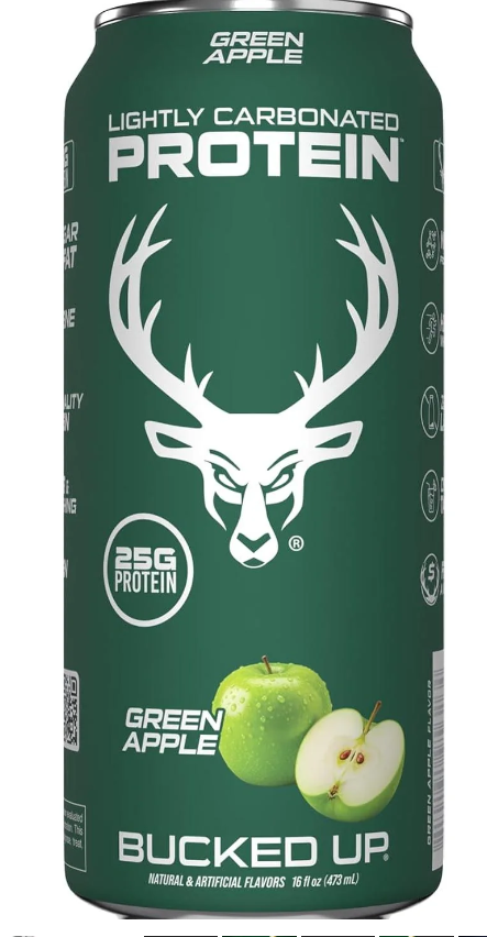 Bucked Up Lightly Carbonated Protein 16 Onzas 12Pk Green Apple