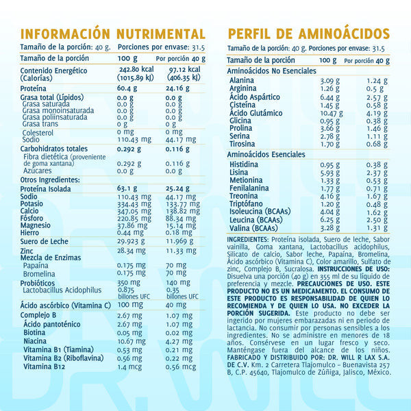 Dr Will Proteina Isolatada 1 26 kg Vainilla