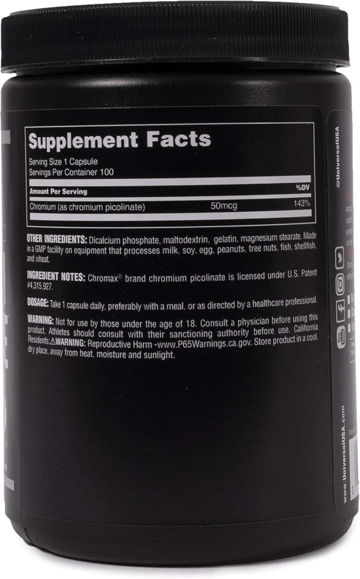 Universal Chromium Picolinate 500 mg 100 Cápsulas