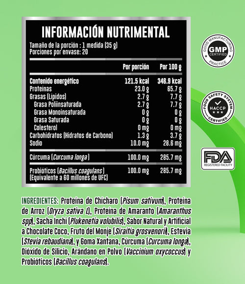 Advance Vegan Protein Naturals Caja con 10 Sobres 35 Gr C U Choco Coco